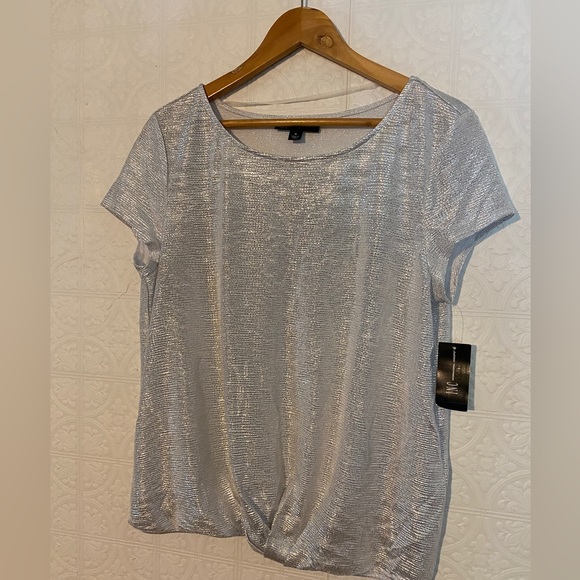 INC International Concepts Tops - INC International Concepts | Silver Metallic Blouse | Medium